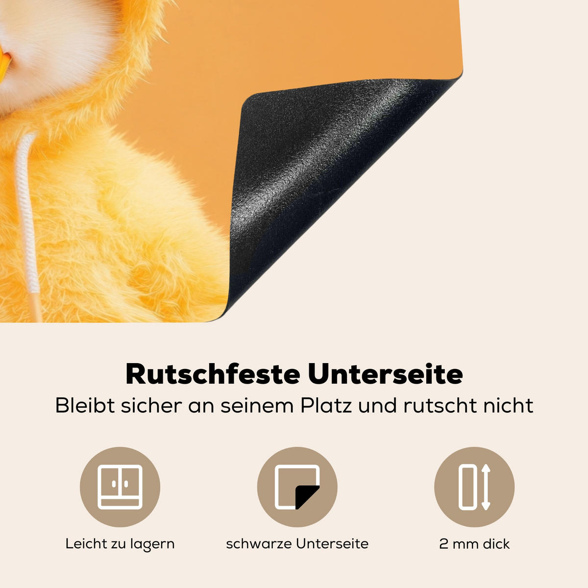 HERDABDECKPLATTE Osterhase - Kostüm - Ente Induktionsmatte 71x52 cm - Gelb, Kunststoff (71/52/0.2cm) - MuchoWow