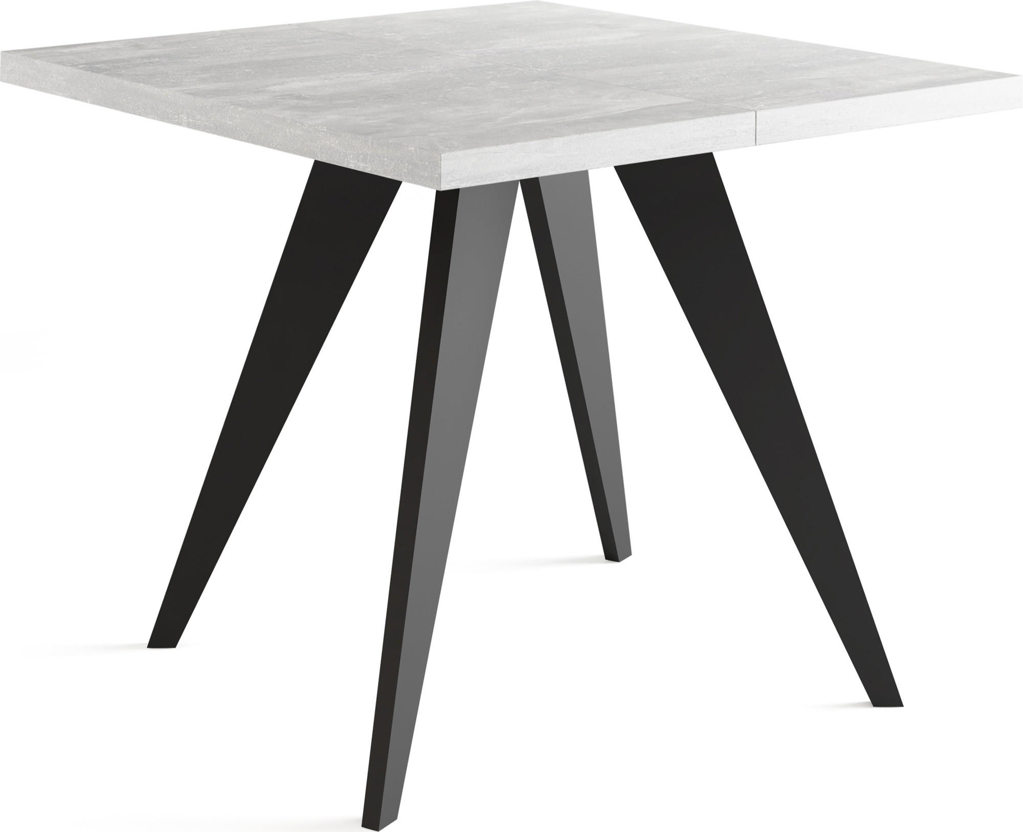 ESSTISCH Quadro quadratischer ausziehbarer, Grauer Beton 100-200/100/76 cm - Hellgrau/Schwarz, Holz/Holzwerkstoff (100/100/76cm) - WFL GROUP