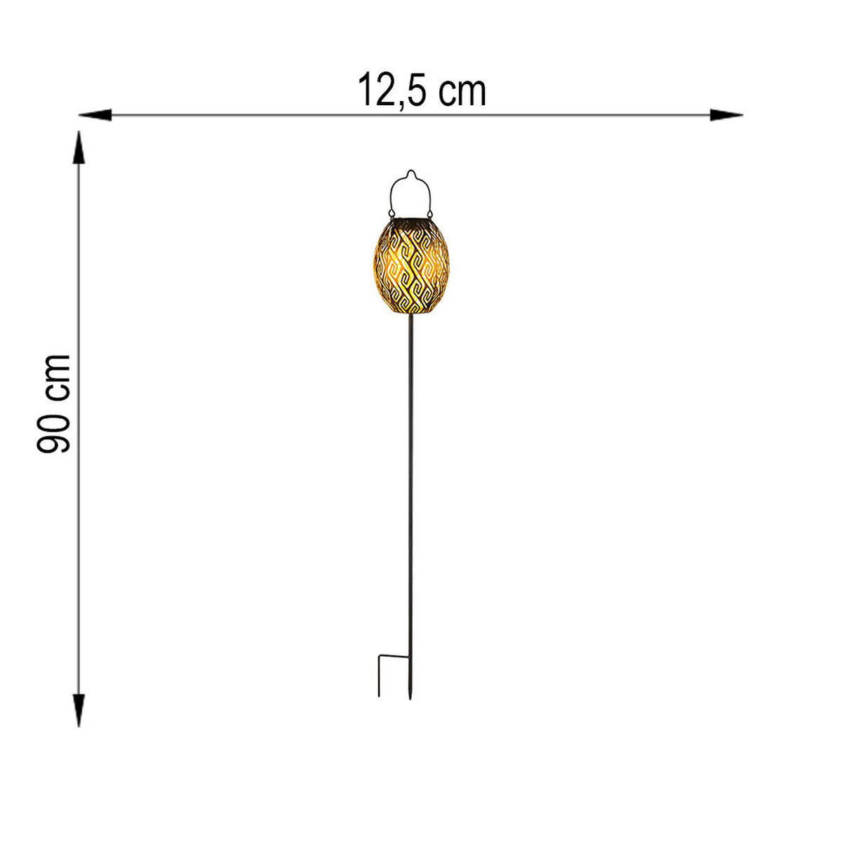 SOLARLEUCHTE LED, Metall, Schwarz/Gold, H 90 cm, 2er Set - Schwarz, Metall (12.5/12.5/90cm) - Globo Lighting
