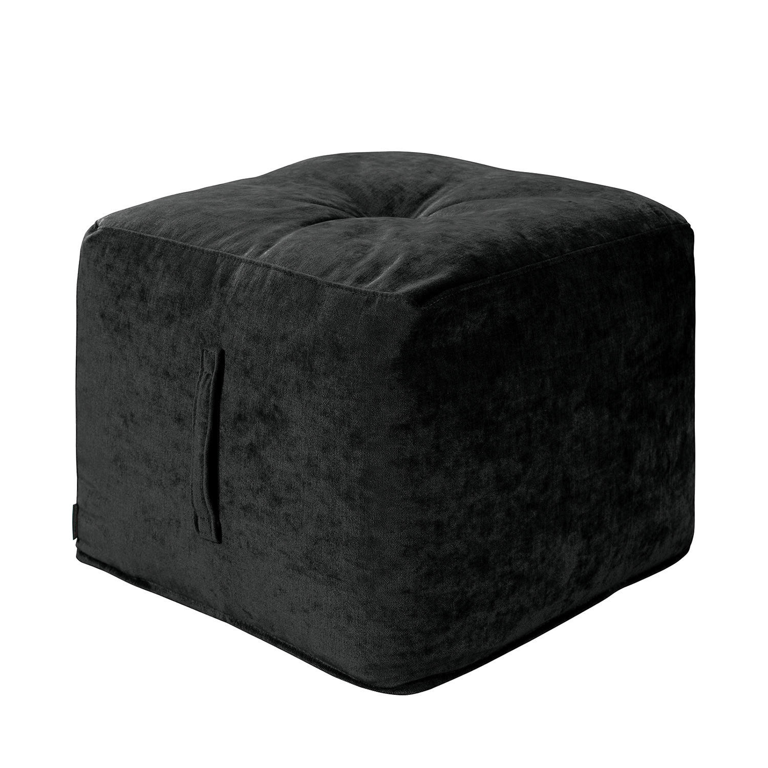 SITZWÜRFEL - Samt - Schwarz, Textil (47/42/47cm) - home24