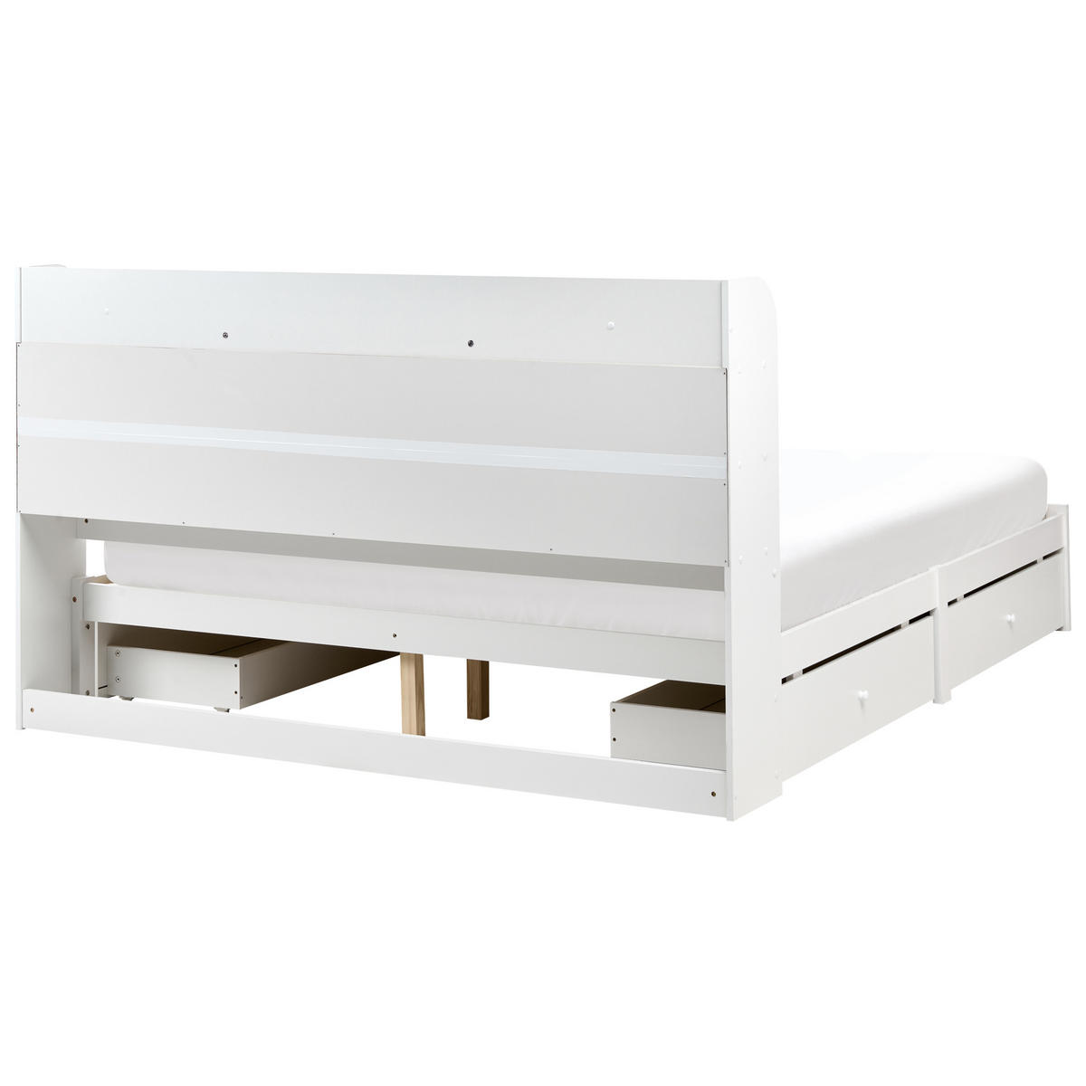 BETT mit Schubladen 180/200 cm MDF-Platte Weiß Bizou - Weiß, Holzwerkstoff (180/200cm) - Beliani