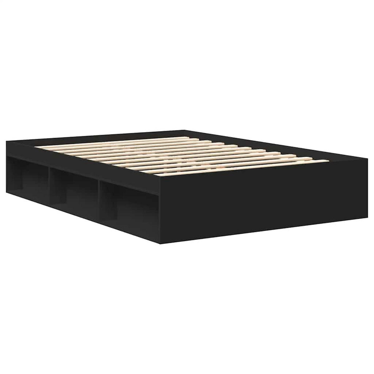 BETTGESTELL Schwarz 160x200 cm - Schwarz, Holzwerkstoff - furnicato