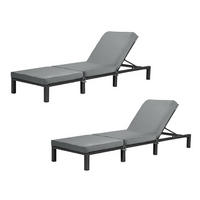 GARTENLIEGE 2er Set PEACH - Schwarz, Kunststoff (66/22/196cm) - SVITA