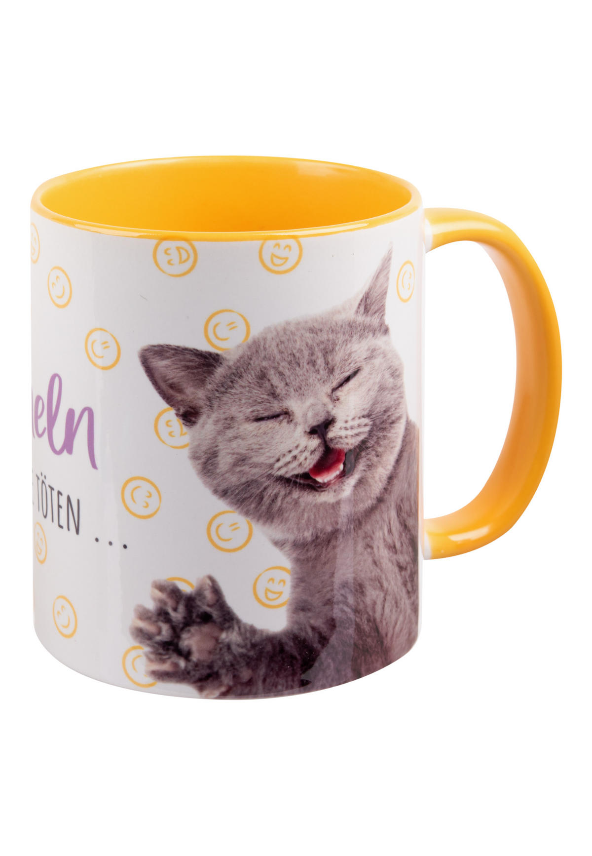 KAFFEEBECHER Katze Einfach Lächeln Mehrfarbig 320 ml - Multicolor, Keramik (0.32L) - United Labels