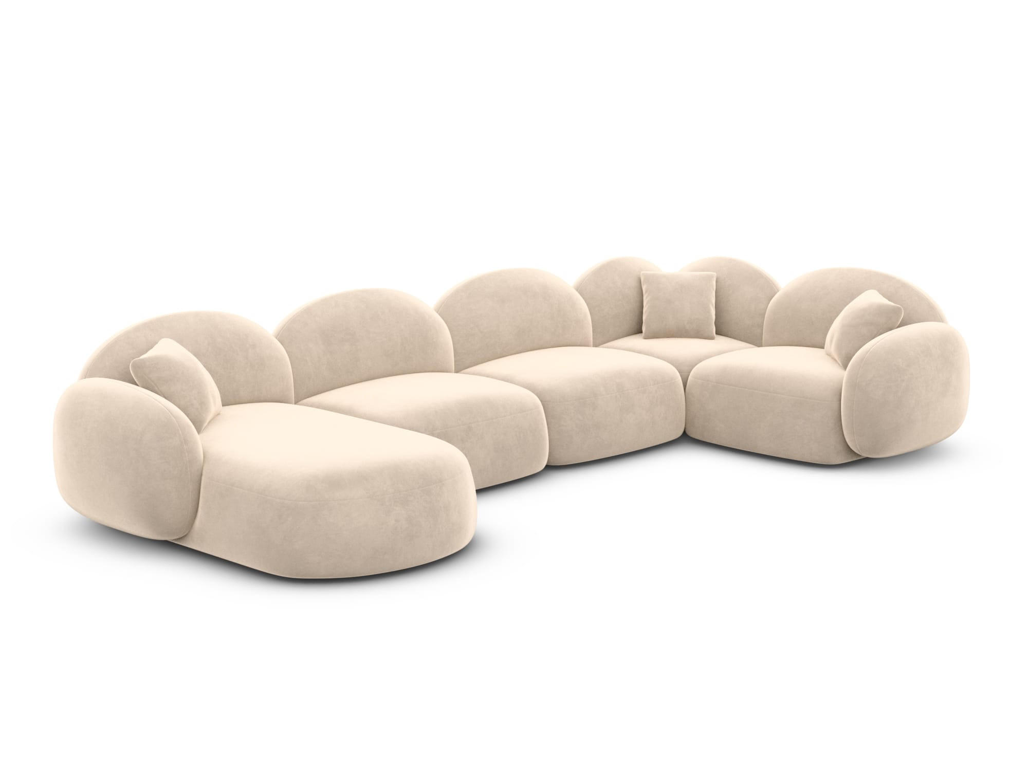WOHNLANDSCHAFT Mirello U-Form Creme Samtstoff - Creme, Kunststoff (333/77/193cm)