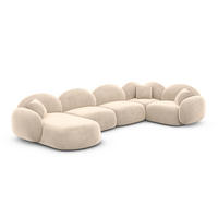 WOHNLANDSCHAFT Mirello U-Form Creme Samtstoff - Creme, Kunststoff (333/77/193cm)
