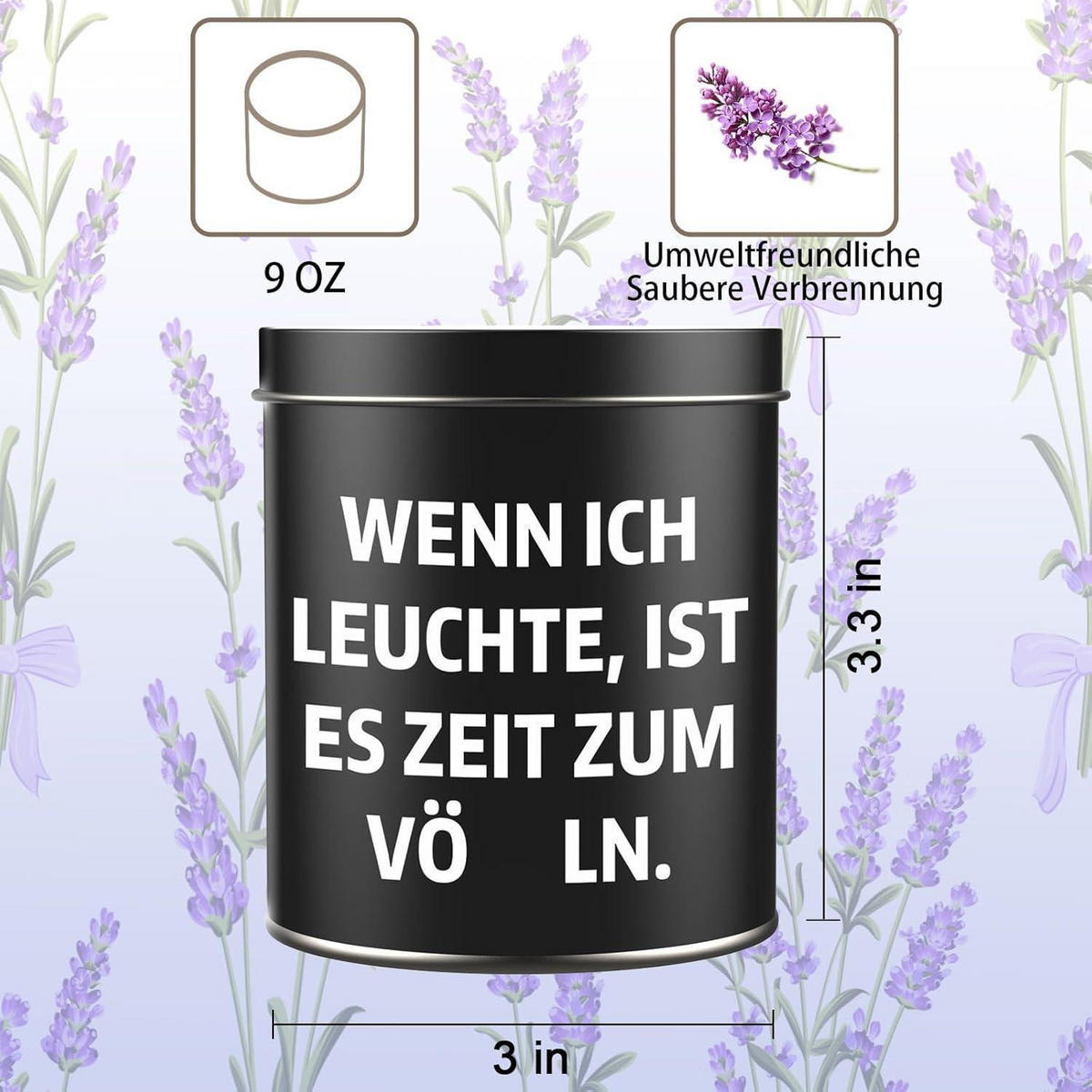 DUFTKERZE im Glas Holzduft 9oz - Schwarz, Paraffin (6cm)