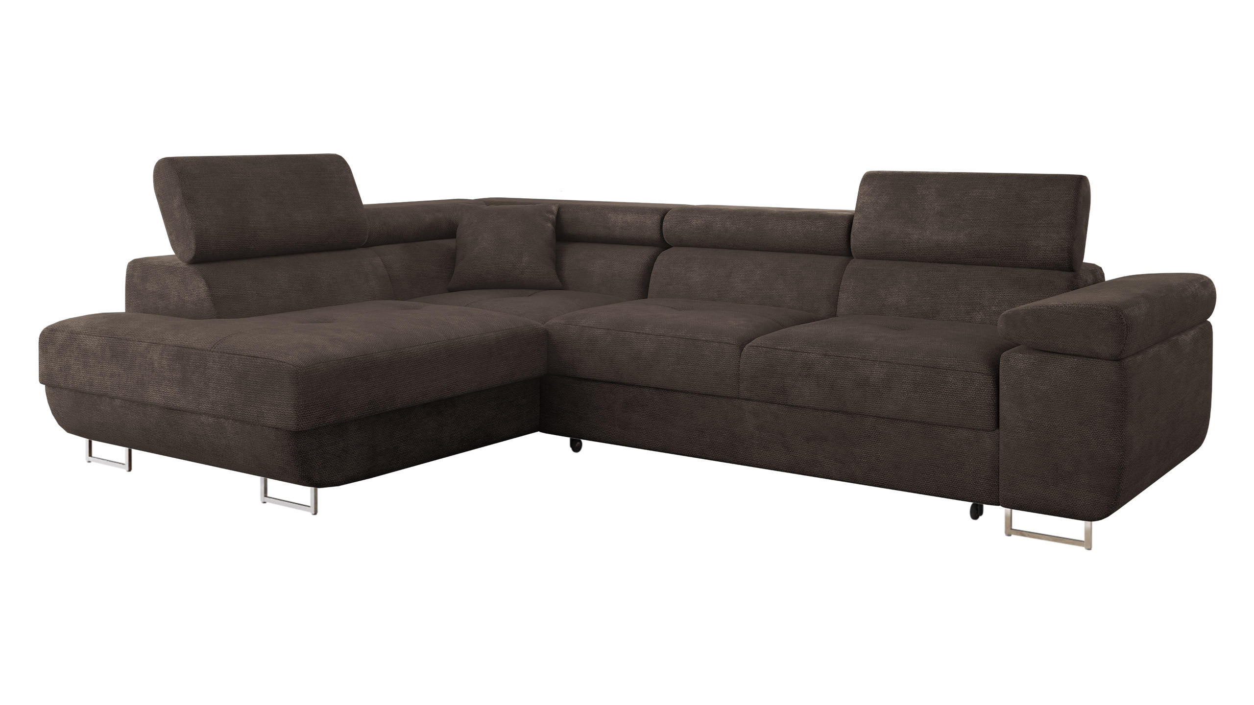 ECKSOFA Torezio, Seite: Links - Dunkelbraun, Holz/Textil (274/203cm) - MIRJAN24