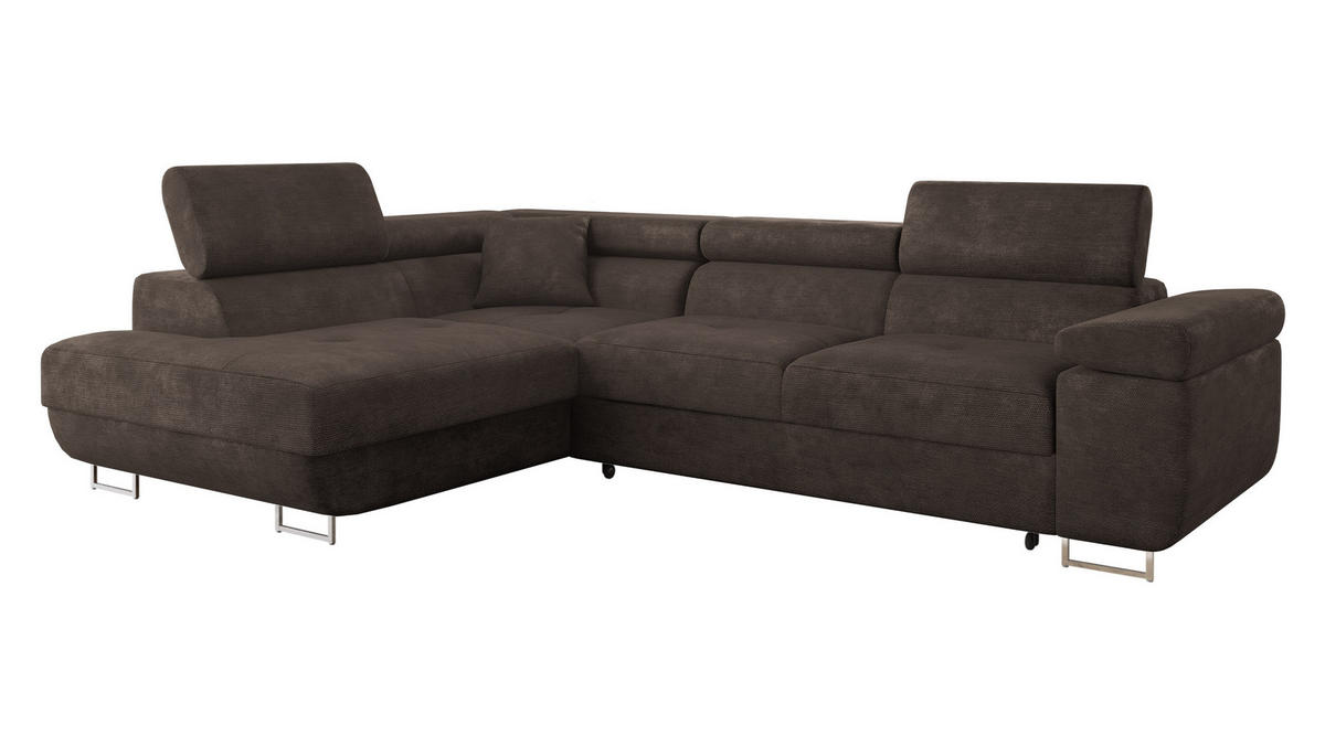 ECKSOFA Torezio, Seite: Links - Dunkelbraun, Holz/Textil (274/203cm) - MIRJAN24
