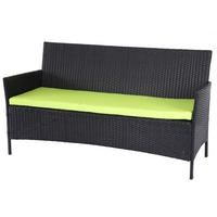 3-SITZER POLY-RATTAN GARTENBANK Anthrazit, Grün - Anthrazit/Grün, Kunststoff (154/82/60cm) - MCW
