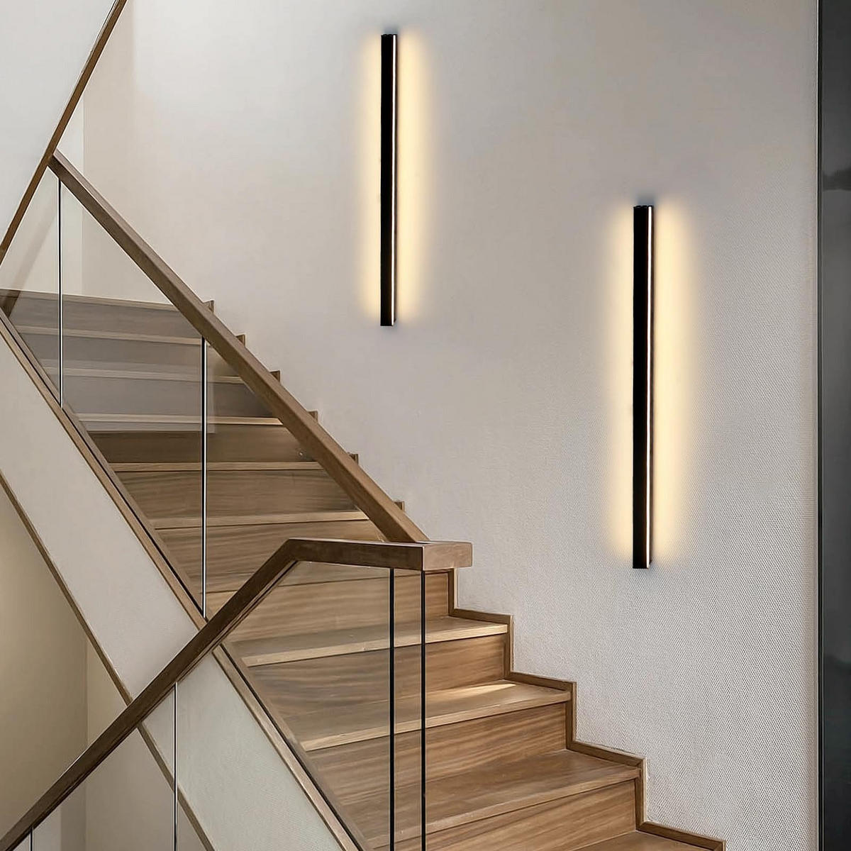 LED - WANDLEUCHTE Gischturion 3.8/60.0/2.5 cm - Schwarz, Metall (3.8/60/2.5cm) - ZMH