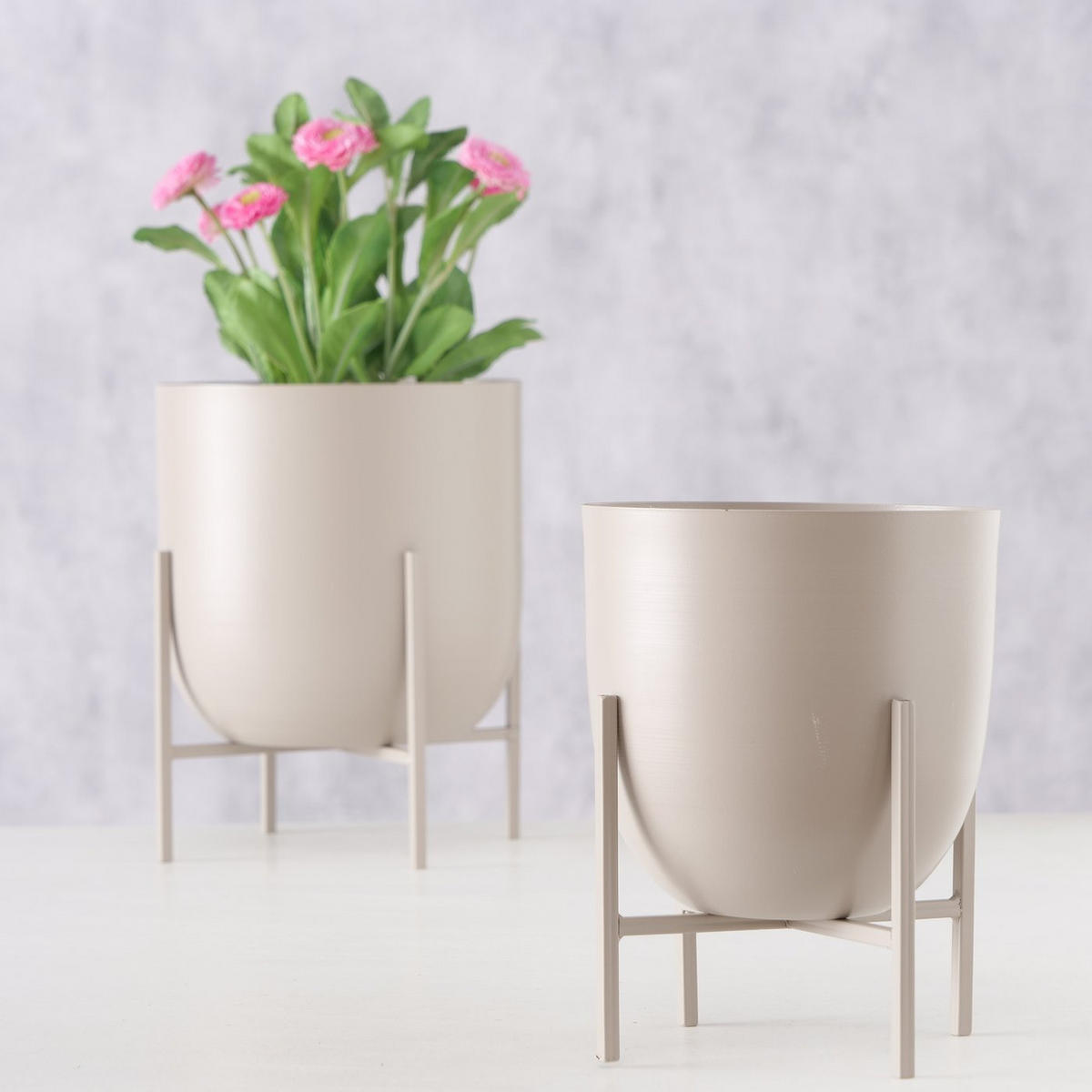 BLUMENTOPF Metall Kilana 2er-Set - Beige, Metall (19/23cm) - Boltze Home