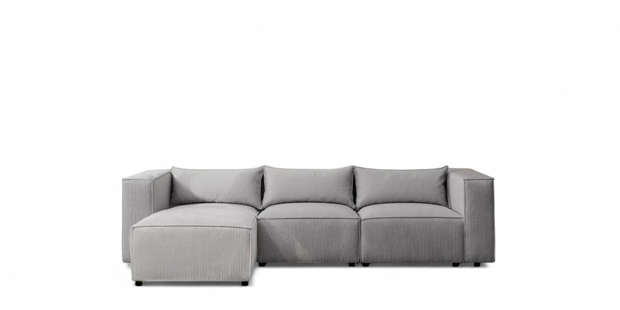 ECKSOFA Nevio - Grau, Holzwerkstoff/Textil (185/290cm) - Fun Möbel