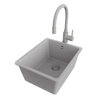 GRANITSPÜLE Venedig Slim Easy, 2-er set Grau 36/44 cm 1 Becken + Küchenarmatur 38/14 cm + Ablauf-Set ab 40er Unterschrank - Grau, Kunststoff (36/20/44cm) - Primagran