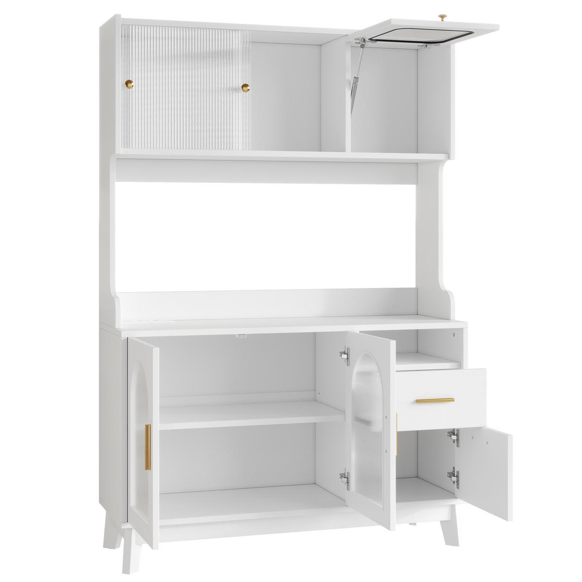 BUFFETSCHRANK DE-38607 120/40/178 cm Acrylglasfront Weiß - Weiß, Holzwerkstoff (120/178/40cm) - ComfortXL