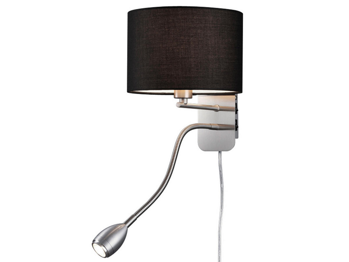 LED-WANDLAMPE Schwarz Höhe 23,5cm, mit Flexarm, Schalter, Kabel & Stecker - Schwarz, Textil (34/20/23cm) - meineWunschleuchte