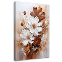 WANDBILD weiße blumen auf beigem hintergrund - Beige, Textil (40/60cm) - Feeby