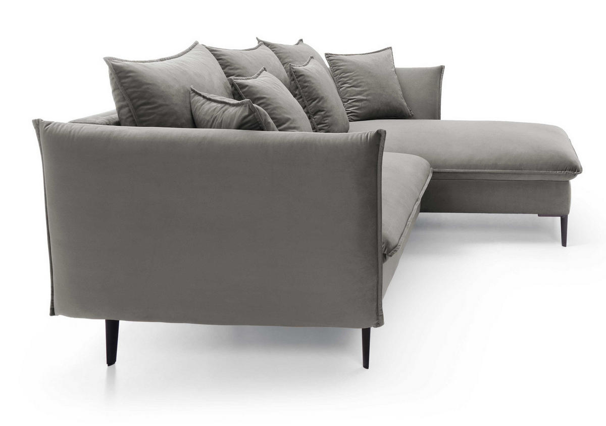 ECKSOFA Flavio mit Schlaffunktion, Bettkasten 260 cm, Rechts, Dunkelgrau - Dunkelgrau, Holz (167/258cm) - Emporius