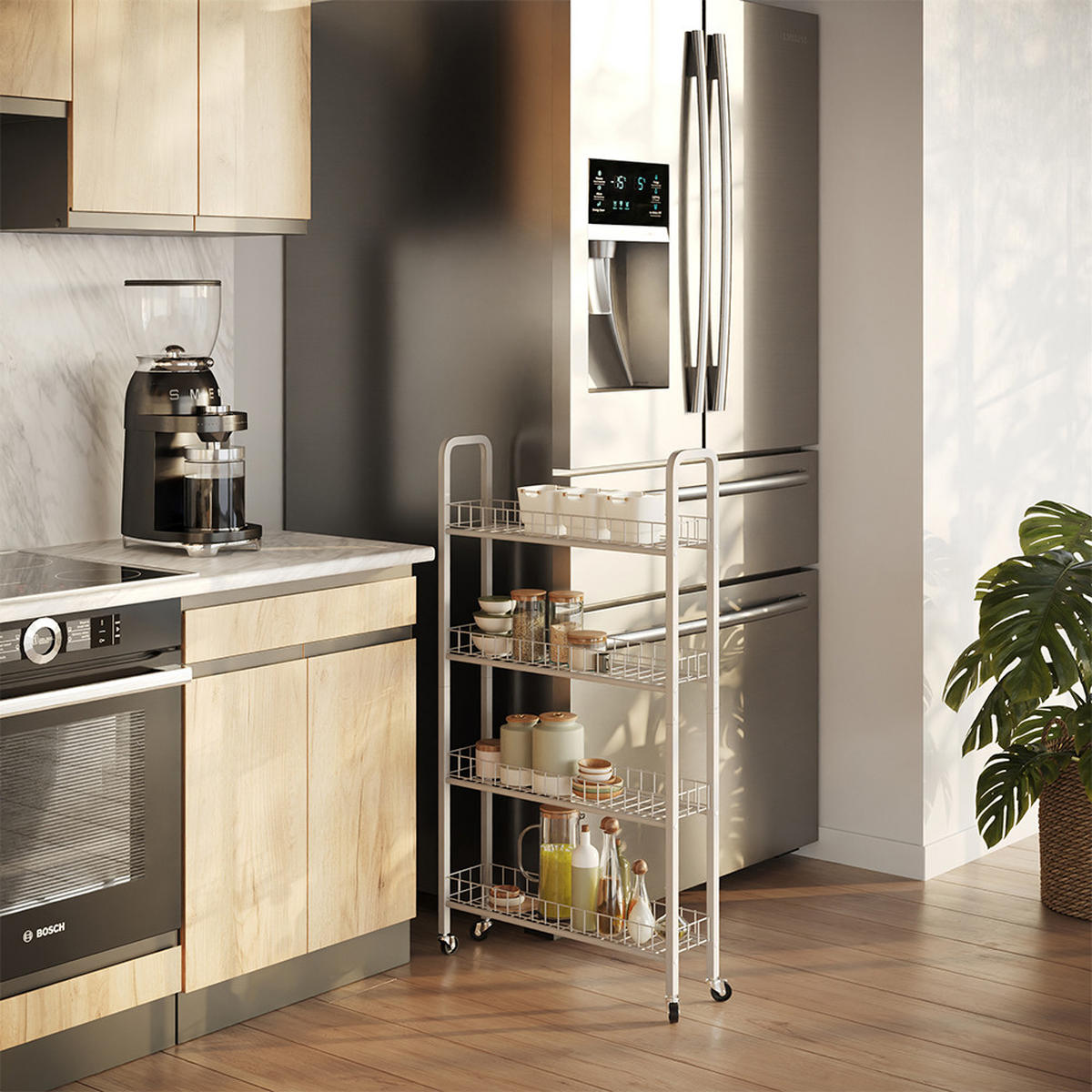 ROLLREGAL Rolivo Weiß 58 x 15 cm mit 4 Fächern - Weiß, Metall (58/103.5/15cm) - Vicco