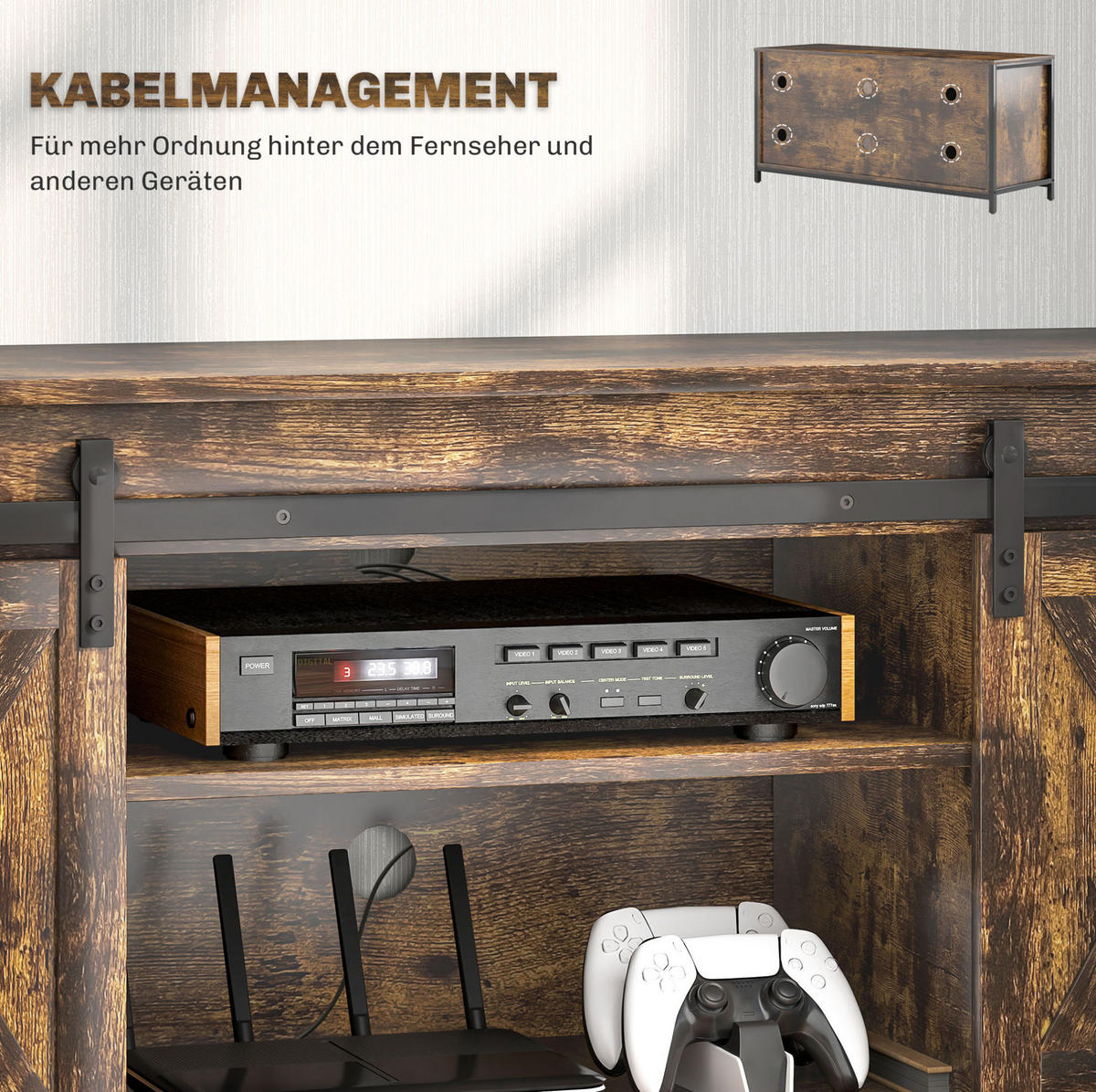 LOWBOARD 120/40/54 cm Braun aus Sperrholz mit Schiebetüren - Braun, Holzwerkstoff (40/54/120cm) - OKMYHOME