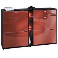 SCHUHSCHRANK Today Fronten in Bordeaux Hochglanz - Bordeaux, Holzwerkstoff (155.5/95/28cm) - Vladon