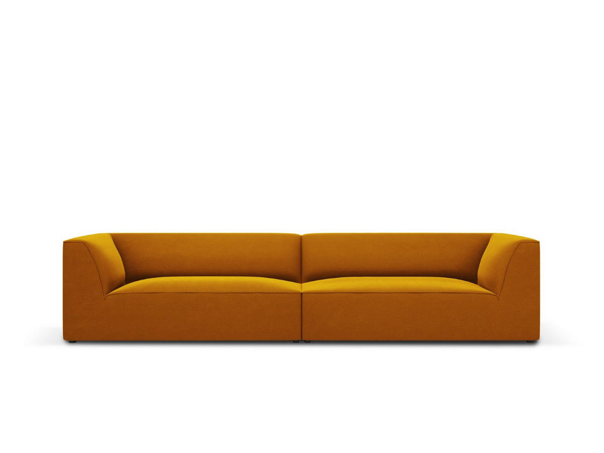 SOFA Ruby aus Samt gelb 4 Sitzplätze - Gelb, Textil (93/69/302cm) - Micadoni