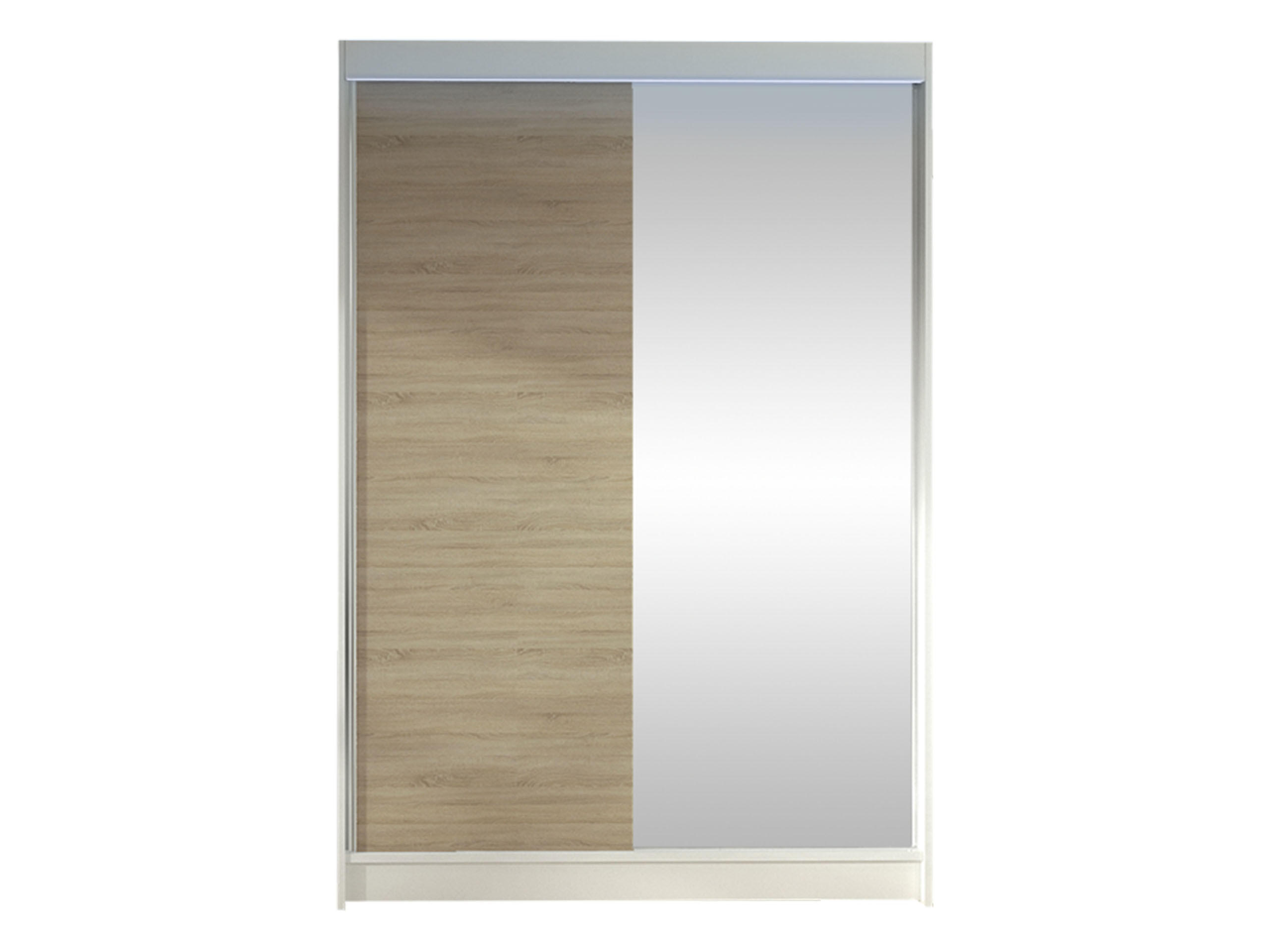 SCHWEBETÜRENSCHRANK Lino I mit RGB LED Beleuchtung - Weiß/Sonoma Eiche, Holzwerkstoff/Metall (120/200/58cm) - MIRJAN24