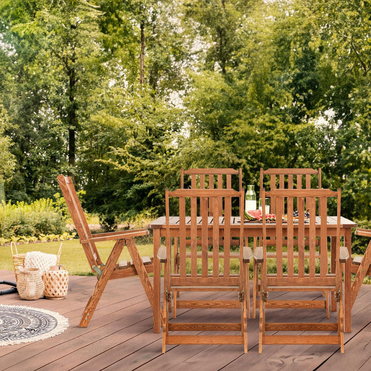 GARTENMÖBELSET NYCTERE Tisch und Stühle für 6 Personen, braun - Braun, Holz - KONSIMO®