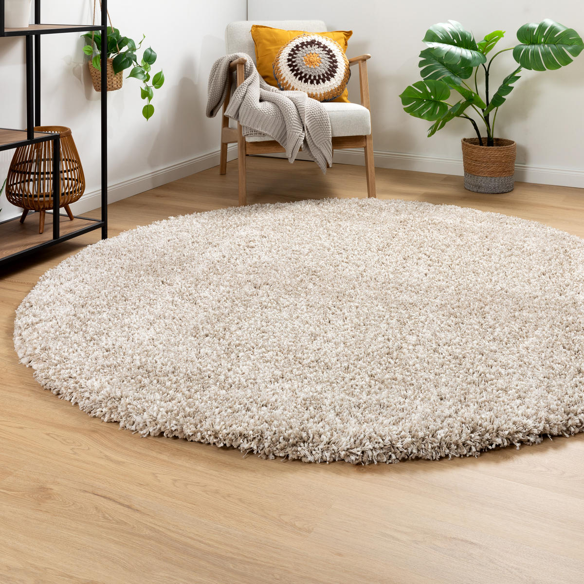 HOCHFLORTEPPICH 120/120 cm Twilight rund - Sandfarben, Textil (120/120cm) - Steffensmeier