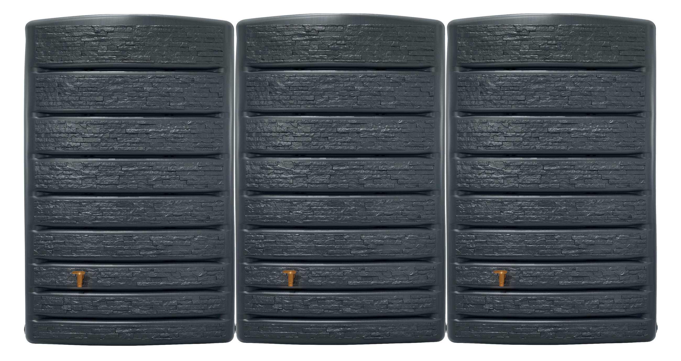 WANDTANK-SET 1200 L graphite grey 3 x 400 L inkl. Verbindungsset - Grau, Kunststoff (377/184/28cm) - 4rain