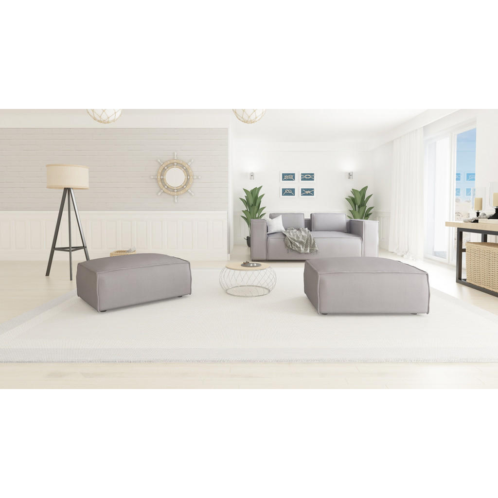 Thumbnail - S-Style Möbel Hocker, Grau, Textil, Echtholz,Buche, Birke, 1-Sitzer, Füllung: Polyetherschaumkern, 93x46x73 cm, Blauer E...