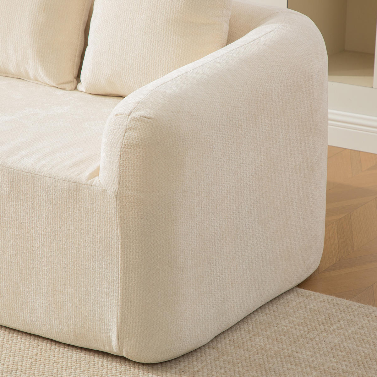 ECKSOFA Chenille Beige mit Kissen - Beige, Textil (270/172cm) - WISHDOR