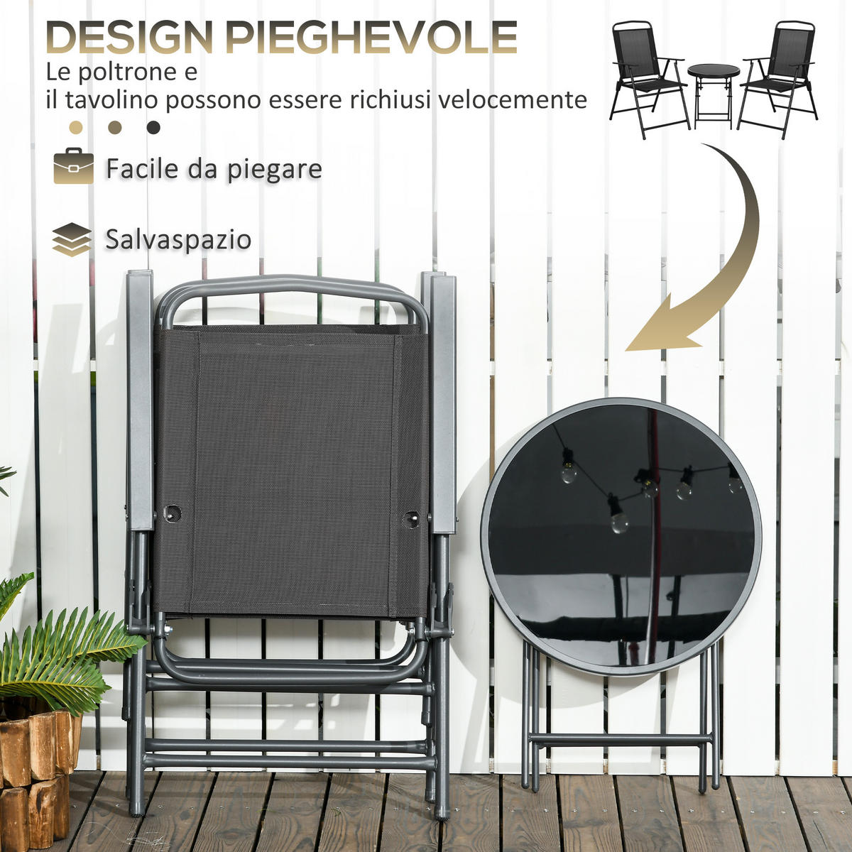 GARTEN-BEISTELLTISCHSET Schwarz 3 Stück - Schwarz, Metall (64/53.5/93cm) - GiPP