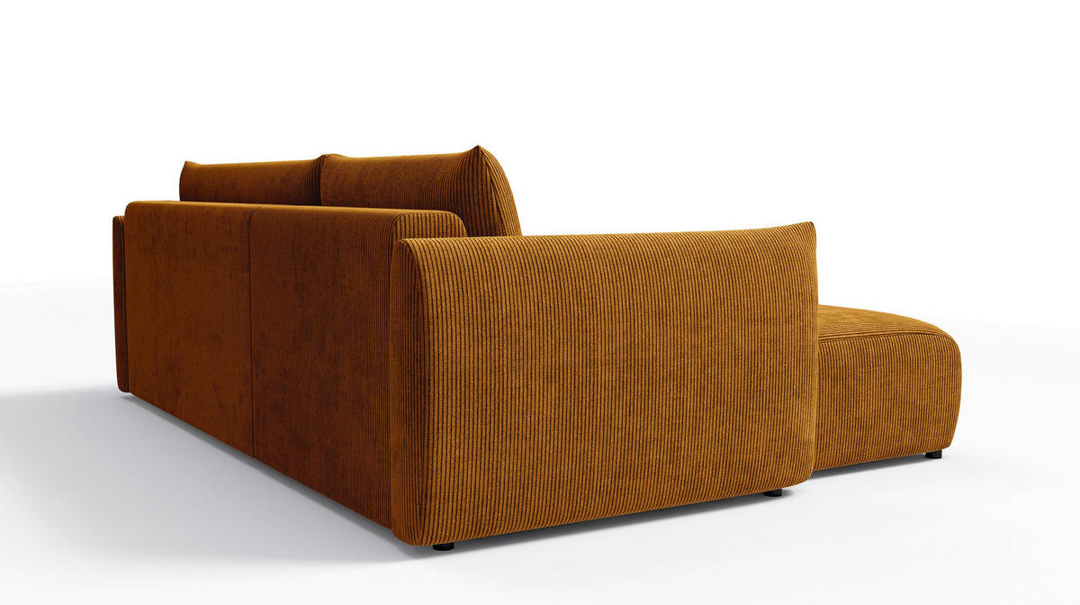 ECKSOFA TAUER 3-Sitzer rechts, safran - Gelb/Schwarz, Holz/Textil (248/173cm) - Courtois Laville
