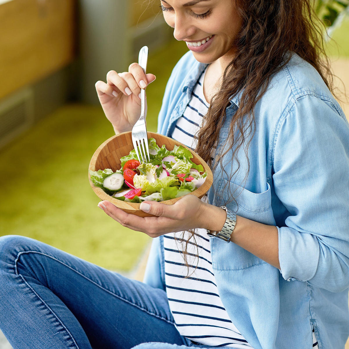 SALATSCHÜSSEL - Hellbraun, Holz (18/20/8cm) - Relaxdays