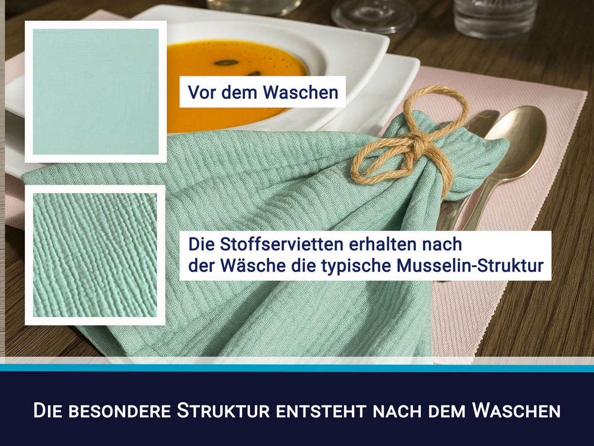 STOFFSERVIETTEN, 6er-Set, 50x50 cm, 100% Baumwolle - Salbeigrün, Textil (50/50cm) - Zollner