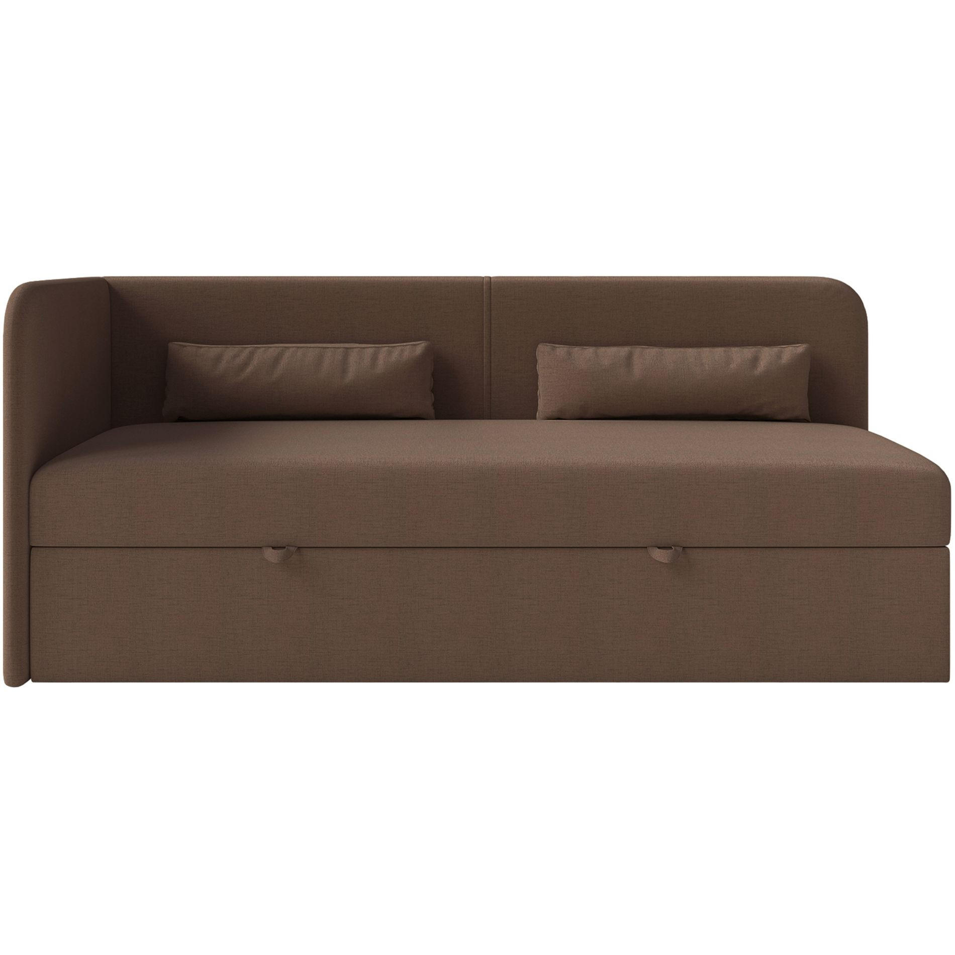 JUGENDBETT Calmmo Dunkelbraun mit Chenille-Bezug, Kopfteil links - Dunkelbraun, Textil (90/200cm) - Selsey