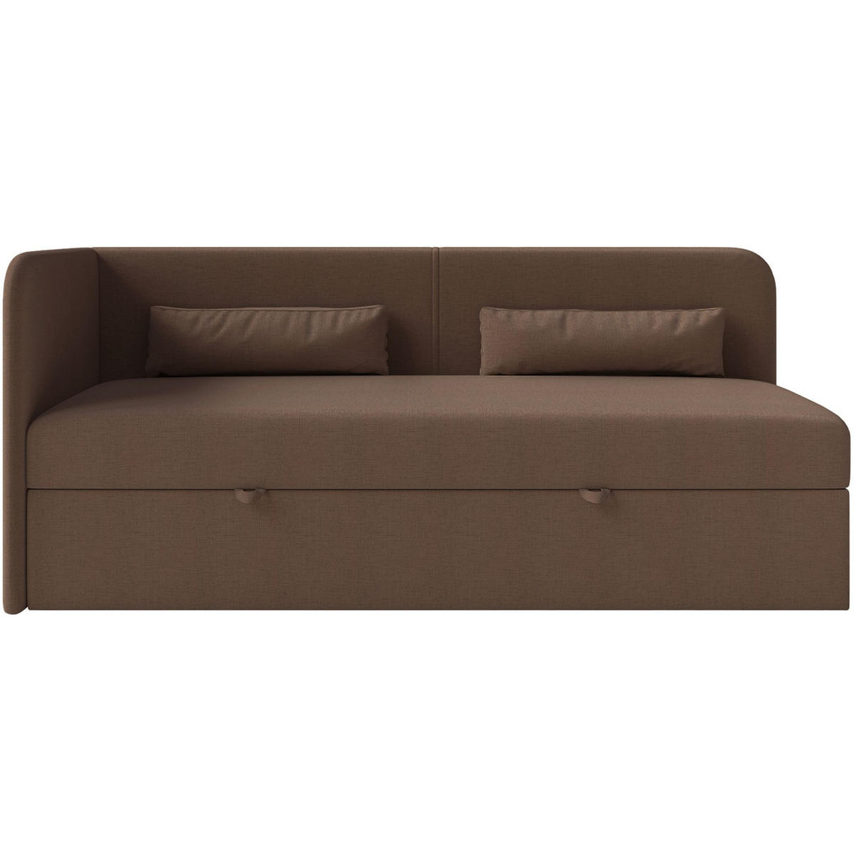 JUGENDBETT Calmmo Dunkelbraun mit Chenille-Bezug, Kopfteil links - Dunkelbraun, Textil (90/200cm) - Selsey