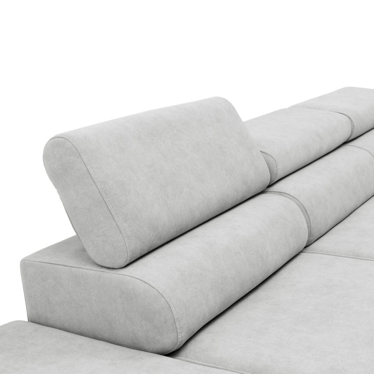 ECKSOFA JAZZ L Links mit Schlaffunktion 127x216 Velours Hellgrau - Hellgrau/Schwarz, Holz/Textil (285/237cm) - Muffo