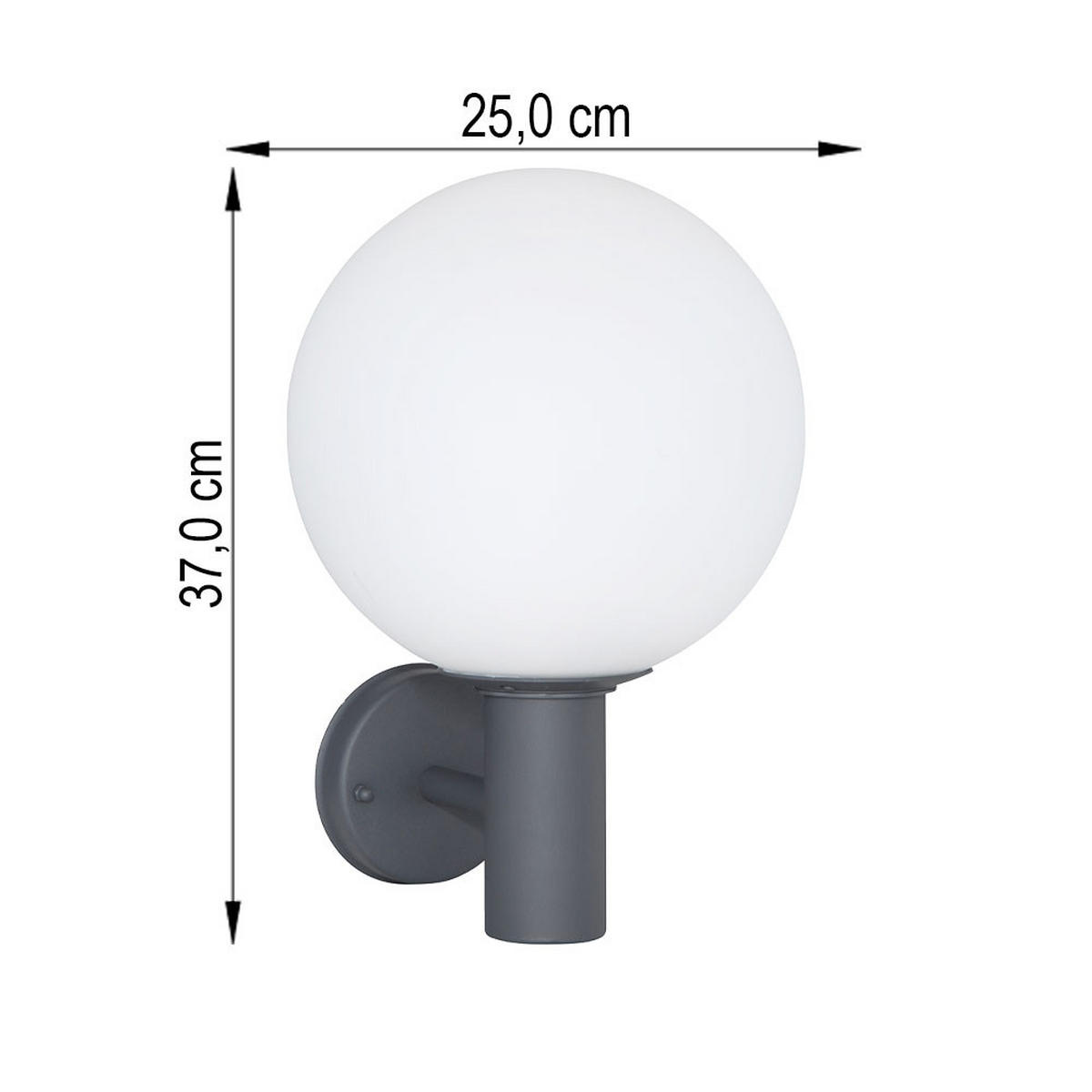AUSSEN-WANDLEUCHTE Aluminium Anthrazit Glas Weiß - Anthrazit, Glas (25/37/26.5cm) - Globo Lighting