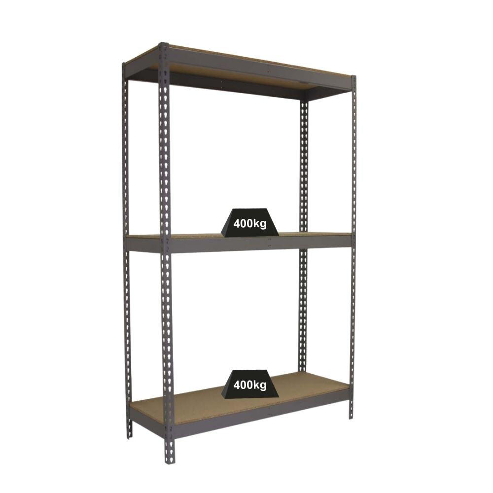 SCHWERLASTREGAL MID WOOD YETI THREE | HxBxT 150x150x60cm | Fachlast 400kg | Grau - Grau, Metall (150/150/60cm) - PROREGAL