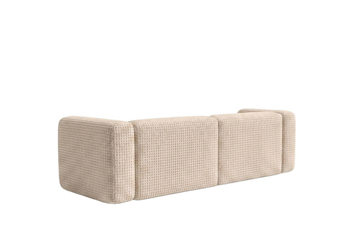 ECKSOFA L-Form mini, Chenille-Stoff Cremona, Creme, Links, GRETA - Creme, Holz (226/179cm) - Kaiser Möbel