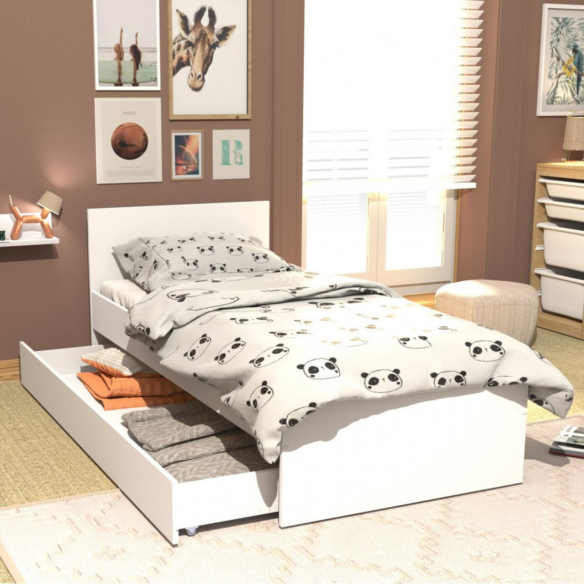 BETT OSLO mit Schublade / Bett 90x190 - Weiß - Weiß, Holzwerkstoff (90/190cm) - Weber Industries