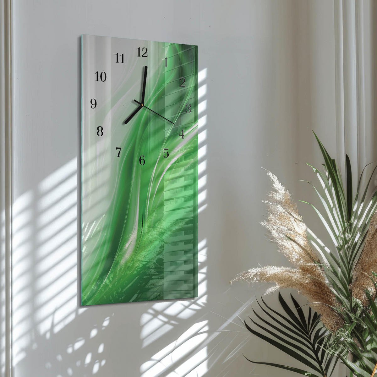 WANDUHR 60x30 cm - Sturm - Grün, Glas (30/60/0.4cm) - TULUP