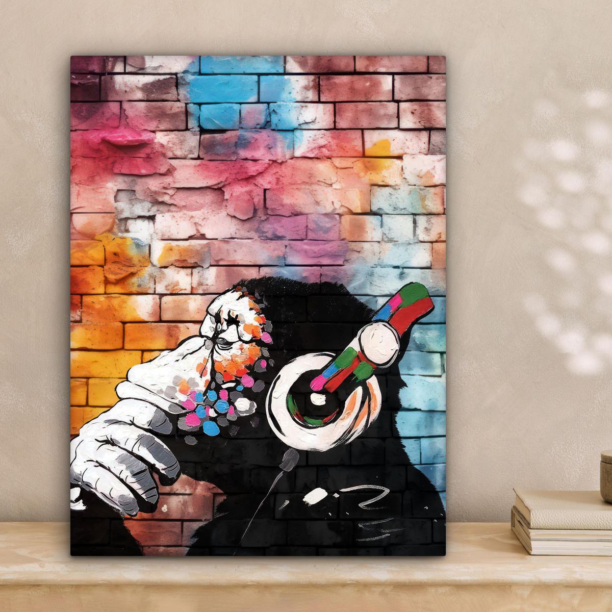 LEINWANDBILD Affe - Graffiti - Musik 30x40 cm - Multicolor, Textil (30/40cm) - MuchoWow