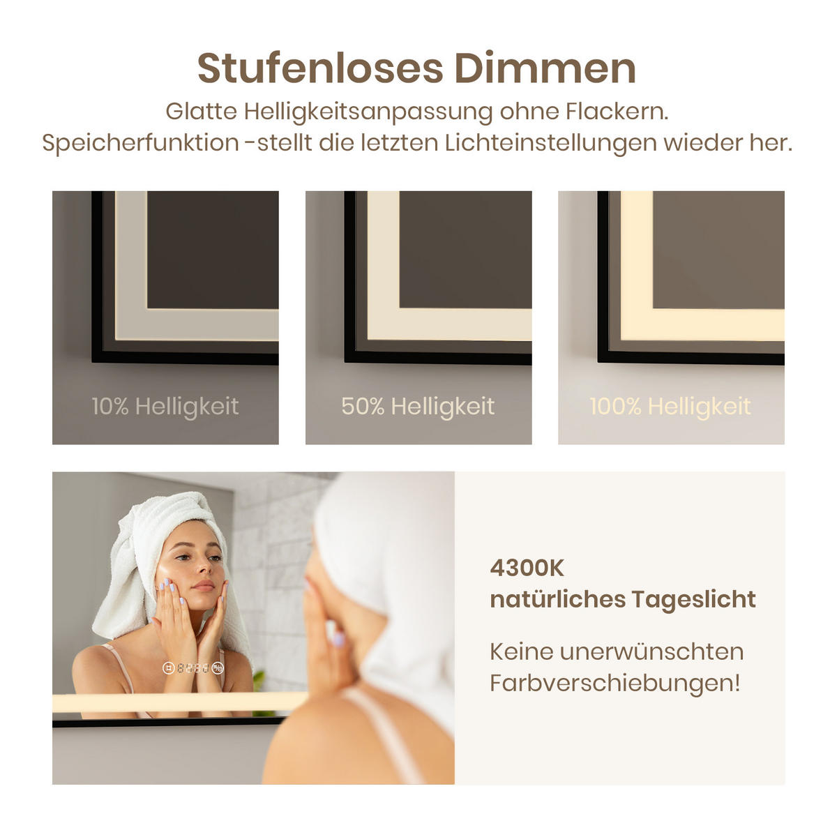 BADSPIEGEL mit Beleuchtung Schwarzer Rahmen 80/60 cm - Weiß, Glas (60/4/80cm) - EMKE