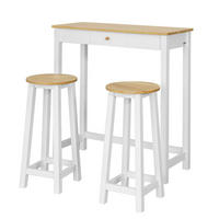 BARTISCH + 2 x BARHOCKER - Weiß, Holz/Holzwerkstoff (95/40/107cm) - SoBuy