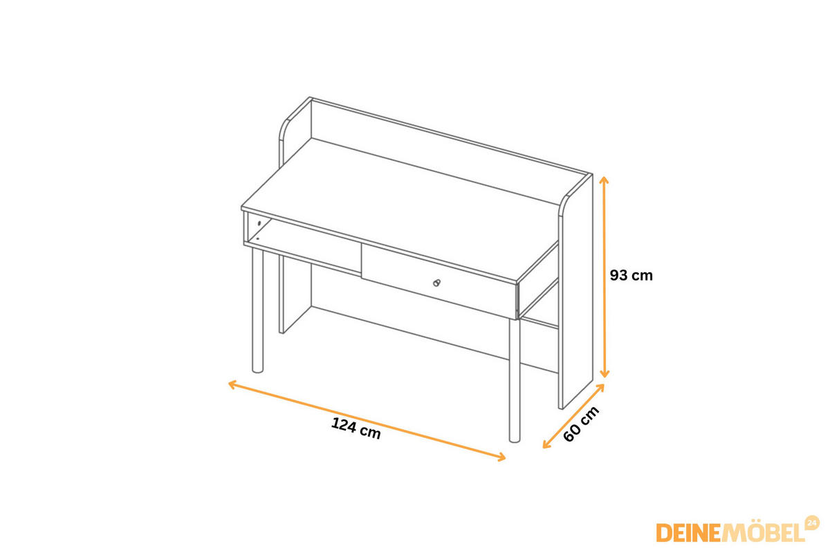 SCHREIBTISCH YOGI 11 124 cm breit in Graubeige / Geölte Eiche - Greige/Eichefarben, Holzwerkstoff (124/93/60cm) - Deine Möbel 24