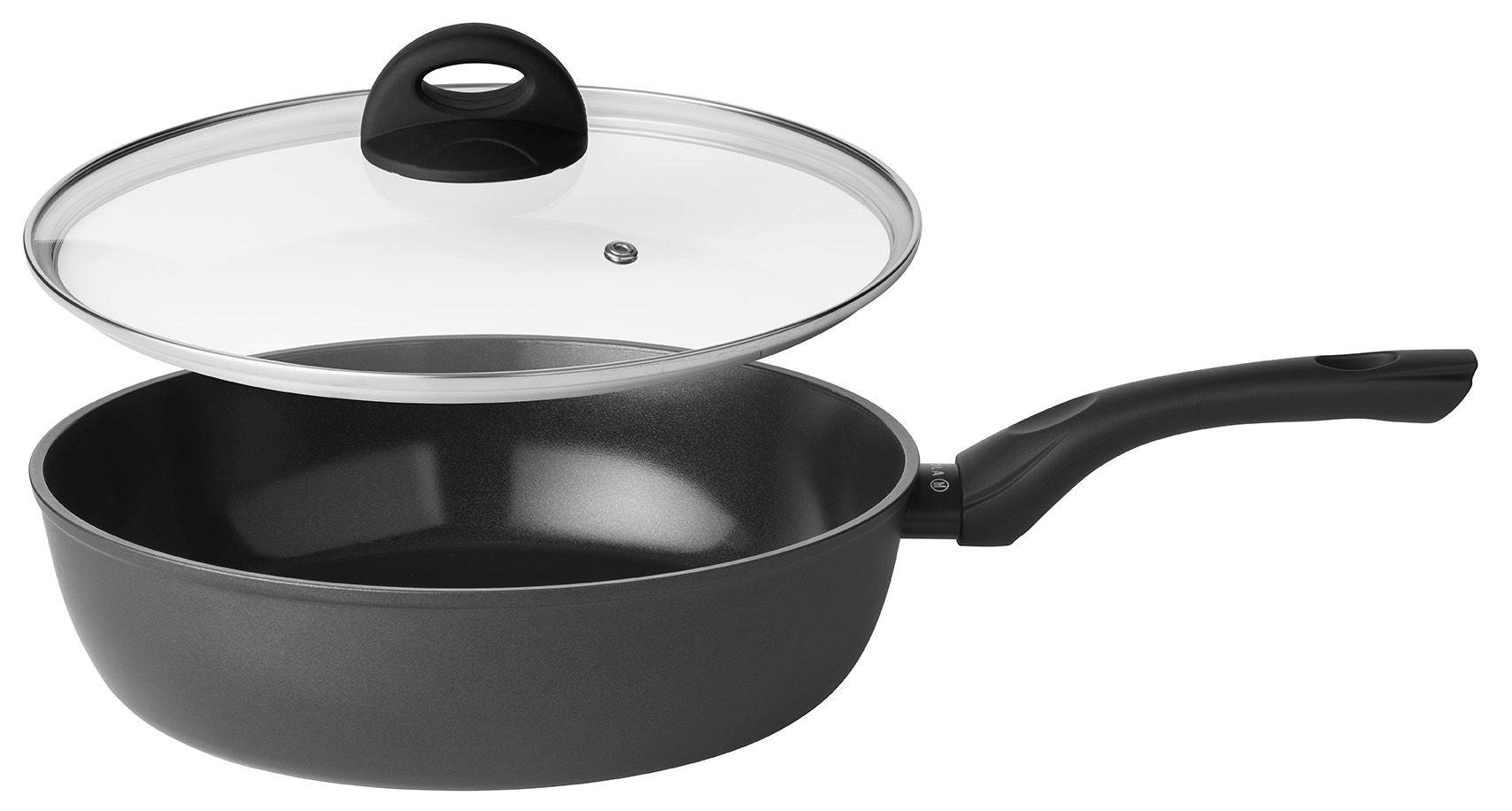 SCHMORPFANNE / Sauteuse mit Deckel Stonehenge Ø 28 cm – keramische antihaftbeschichtung - Schwarz, Metall (1/2/2cm) - Sola