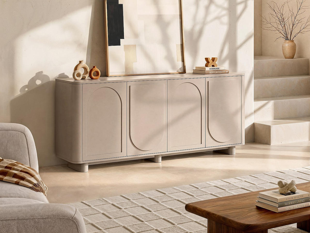 SIDEBOARD - 200 cm x 40 cm - Holz, Platte - Taupe BRISTANA - Taupe, Holz (200/85/40cm) - Vente-Unique